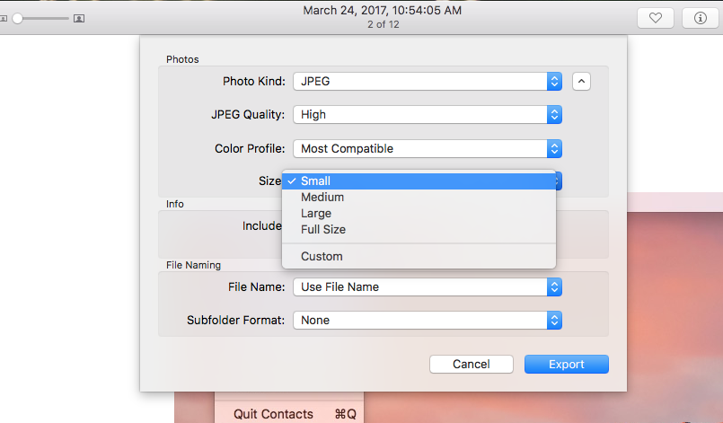 compress pictures on mac for email
